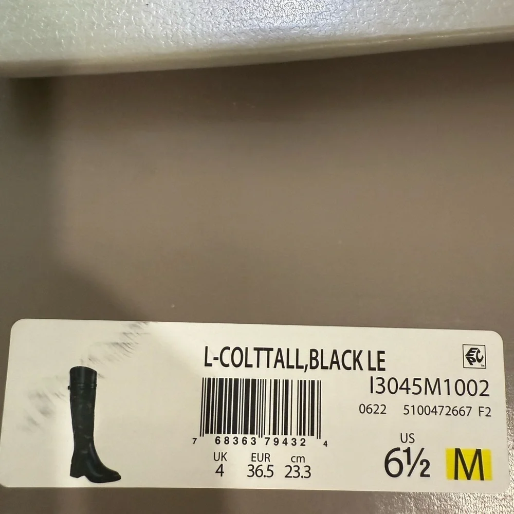 FRANCO SARTO Black L Colt Tall Leather Boots Knee High Shoes Woman's 6.5 NEW